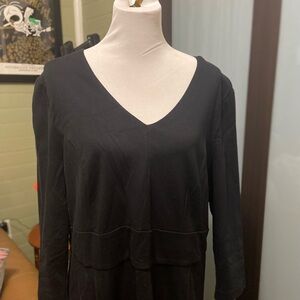 Black A-Line V-Neck Long Sleeve Dress